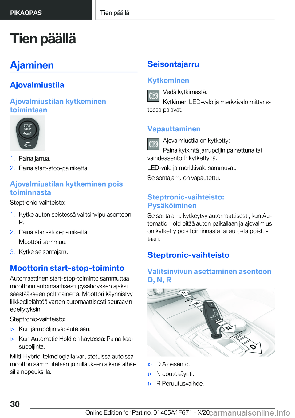 BMW X4 2021  Omistajan Käsikirja (in Finnish) �T�i�e�n��p�