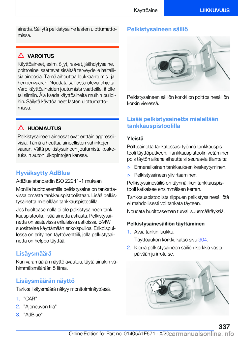 BMW X4 2021  Omistajan Käsikirja (in Finnish) �a�i�n�e�t�t�a�.��S�