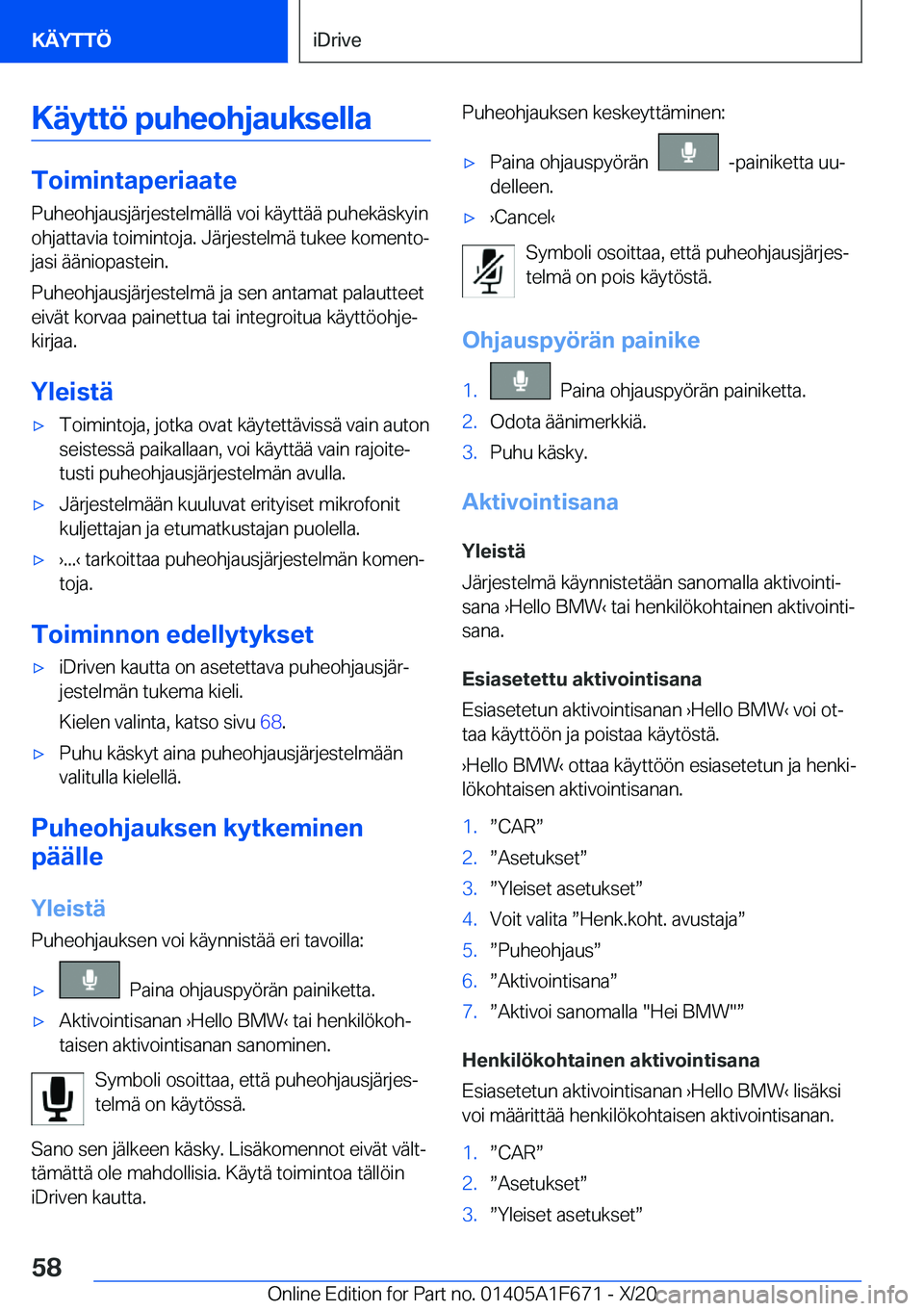 BMW X4 2021  Omistajan Käsikirja (in Finnish) �K�