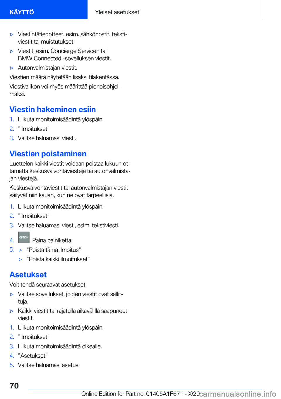BMW X4 2021  Omistajan Käsikirja (in Finnish) 'x�V�i�e�s�t�i�n�t�