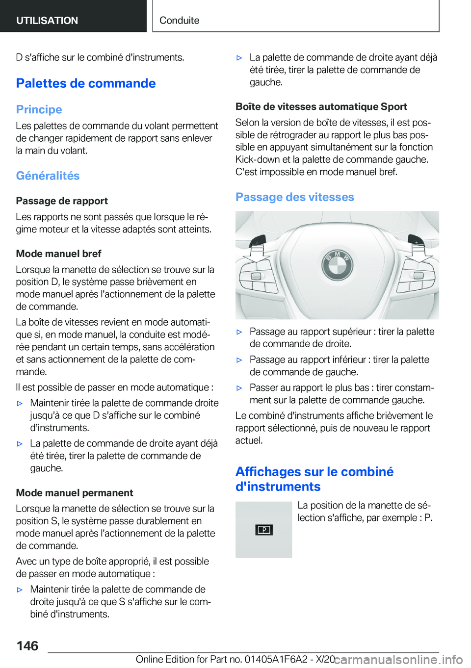 BMW X4 2021  Notices Demploi (in French) �D��s�'�a�f�f�i�c�h�e��s�u�r��l�e��c�o�m�b�i�n�é��d�'�i�n�s�t�r�u�m�e�n�t�s�.�P�a�l�e�t�t�e�s��d�e��c�o�m�m�a�n�d�e�P�r�i�n�c�i�p�e
�L�e�s��p�a�l�e�t�t�e�s��d�e��c�o�m�m�a�n�d�e��d