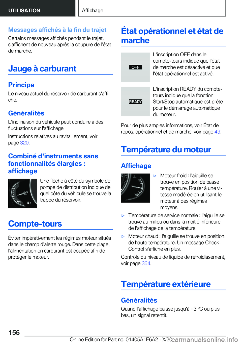 BMW X4 2021  Notices Demploi (in French) �M�e�s�s�a�g�e�s��a�f�f�i�c�h�é�s��