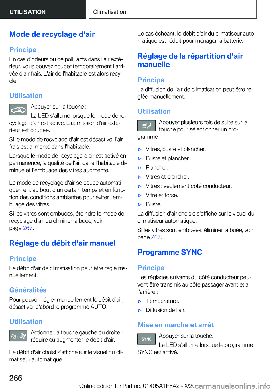 BMW X4 2021  Notices Demploi (in French) �M�o�d�e��d�e��r�e�c�y�c�l�a�g�e��d�'�a�i�r
�P�r�i�n�c�i�p�e �E�n��c�a�s��d�'�o�d�e�u�r�s��o�u��d�e��p�o�l�l�u�a�n�t�s��d�a�n�s��l�'�a�i�r��e�x�t�éj�r�i�e�u�r�,��v�o�u�s��p�