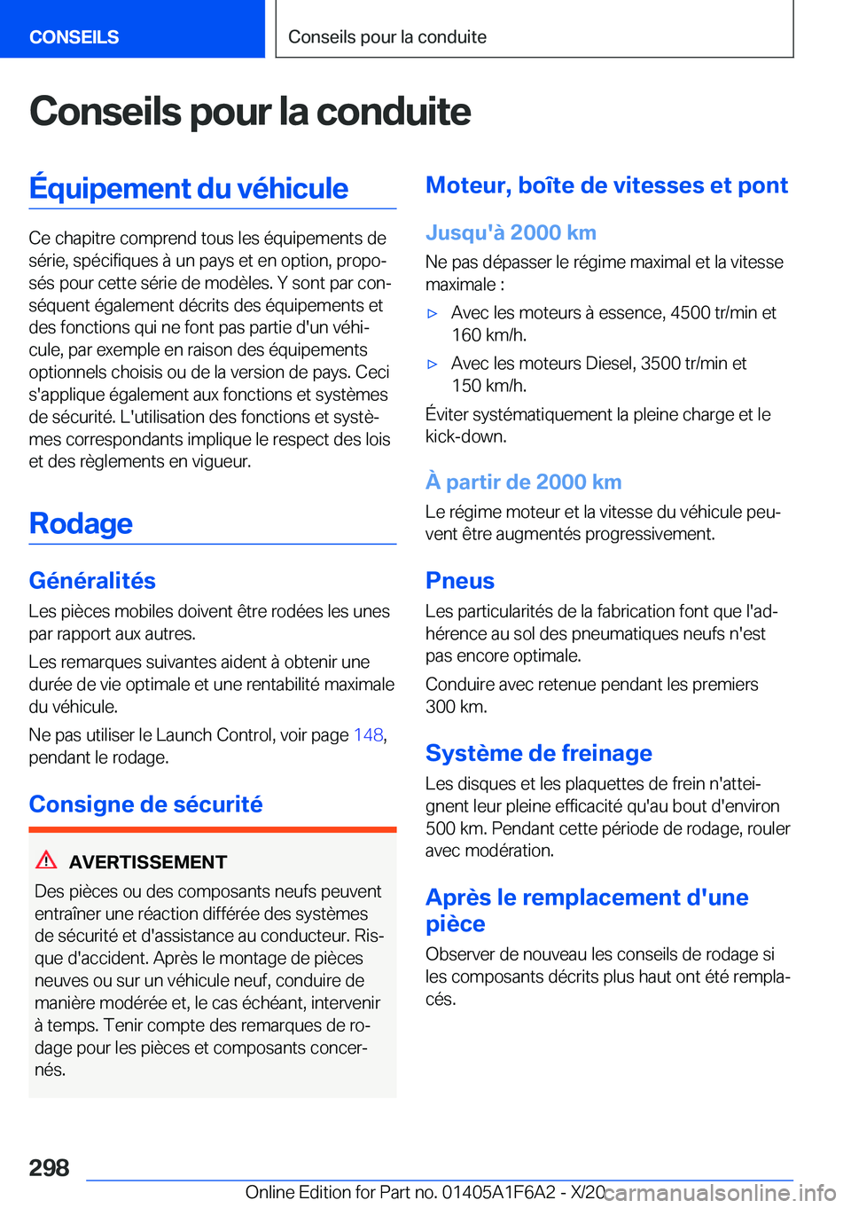 BMW X4 2021  Notices Demploi (in French) �C�o�n�s�e�i�l�s��p�o�u�r��l�a��c�o�n�d�u�i�t�e�