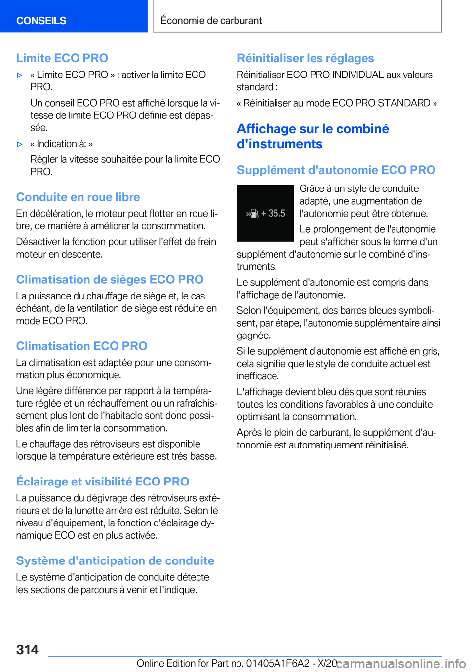 BMW X4 2021  Notices Demploi (in French) �L�i�m�i�t�e��E�C�O��P�R�O'x�k��L�i�m�i�t�e��E�C�O��P�R�O��{��:��a�c�t�i�v�e�r��l�a��l�i�m�i�t�e��E�C�O�P�R�O�.
�U�n��c�o�n�s�e�i�l��E�C�O��P�R�O��e�s�t��a�f�f�i�c�h�é��l�o�r�s�q