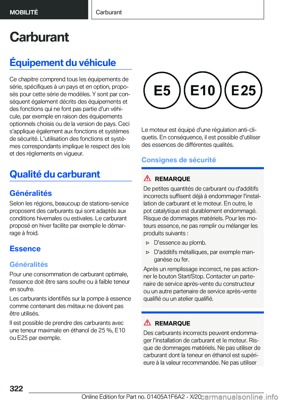 BMW X4 2021  Notices Demploi (in French) �C�a�r�b�u�r�a�n�t�