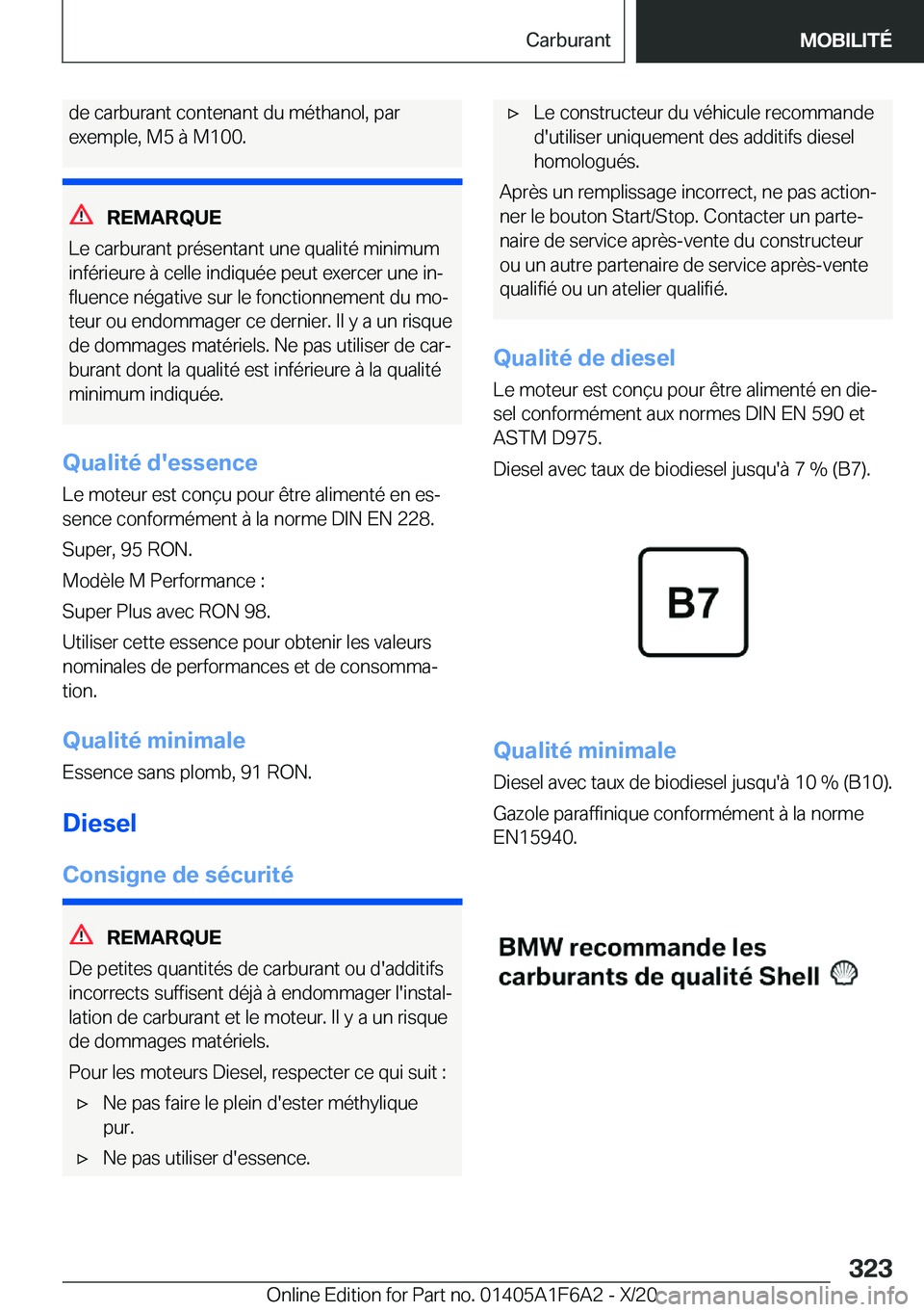 BMW X4 2021  Notices Demploi (in French) �d�e��c�a�r�b�u�r�a�n�t��c�o�n�t�e�n�a�n�t��d�u��m�é�t�h�a�n�o�l�,��p�a�r�e�x�e�m�p�l�e�,��M�5��