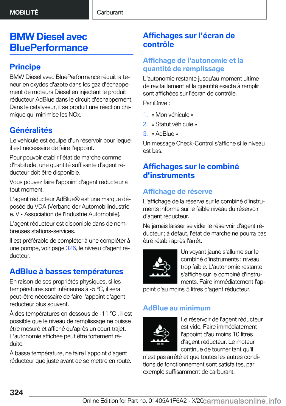 BMW X4 2021  Notices Demploi (in French) �B�M�W��D�i�e�s�e�l��a�v�e�c�B�l�u�e�P�e�r�f�o�r�m�a�n�c�e
�P�r�i�n�c�i�p�e �B�M�W��D�i�e�s�e�l��a�v�e�c��B�l�u�e�P�e�r�f�o�r�m�a�n�c�e��r�é�d�u�i�t��l�a��t�ej�n�e�u�r��e�n��o�x�y�d�e�s��