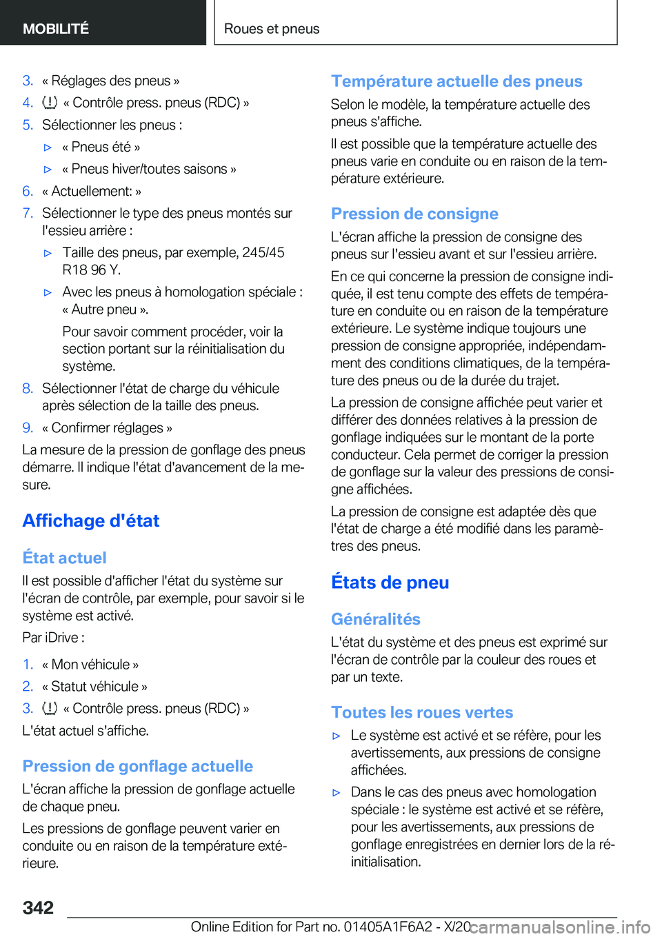 BMW X4 2021  Notices Demploi (in French) �3�.�k��R�é�g�l�a�g�e�s��d�e�s��p�n�e�u�s��{�4�.���k��C�o�n�t�r�
