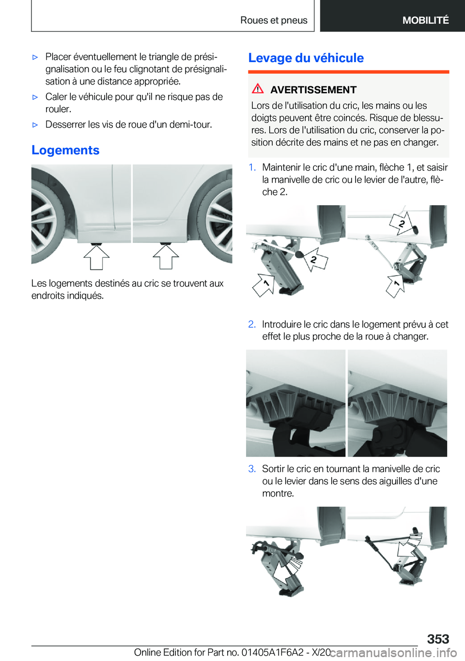 BMW X4 2021  Notices Demploi (in French) 'x�P�l�a�c�e�r��é�v�e�n�t�u�e�l�l�e�m�e�n�t��l�e��t�r�i�a�n�g�l�e��d�e��p�r�é�s�ij
�g�n�a�l�i�s�a�t�i�o�n��o�u��l�e��f�e�u��c�l�i�g�n�o�t�a�n�t��d�e��p�r�é�s�i�g�n�a�l�ij
�s�a�t�i�