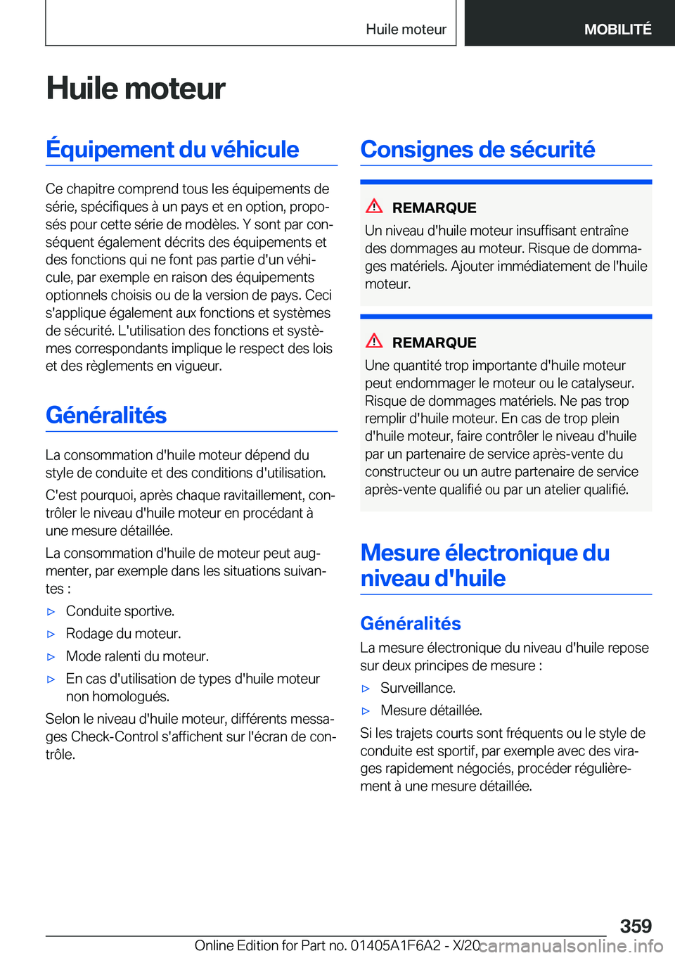 BMW X4 2021  Notices Demploi (in French) �H�u�i�l�e��m�o�t�e�u�r�