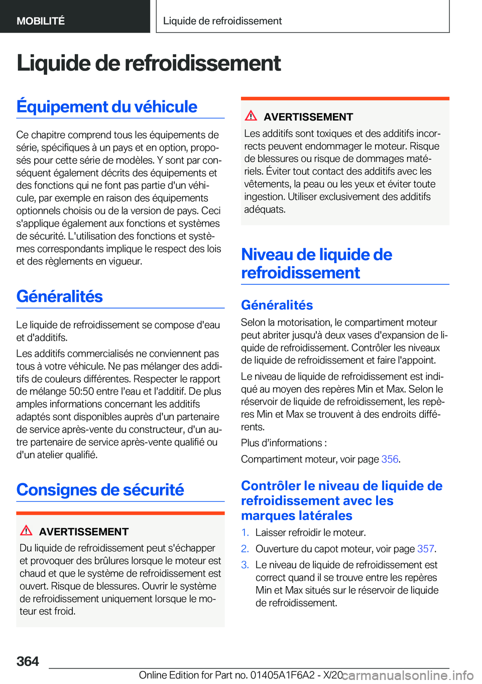BMW X4 2021  Notices Demploi (in French) �L�i�q�u�i�d�e��d�e��r�e�f�r�o�i�d�i�s�s�e�m�e�n�t�