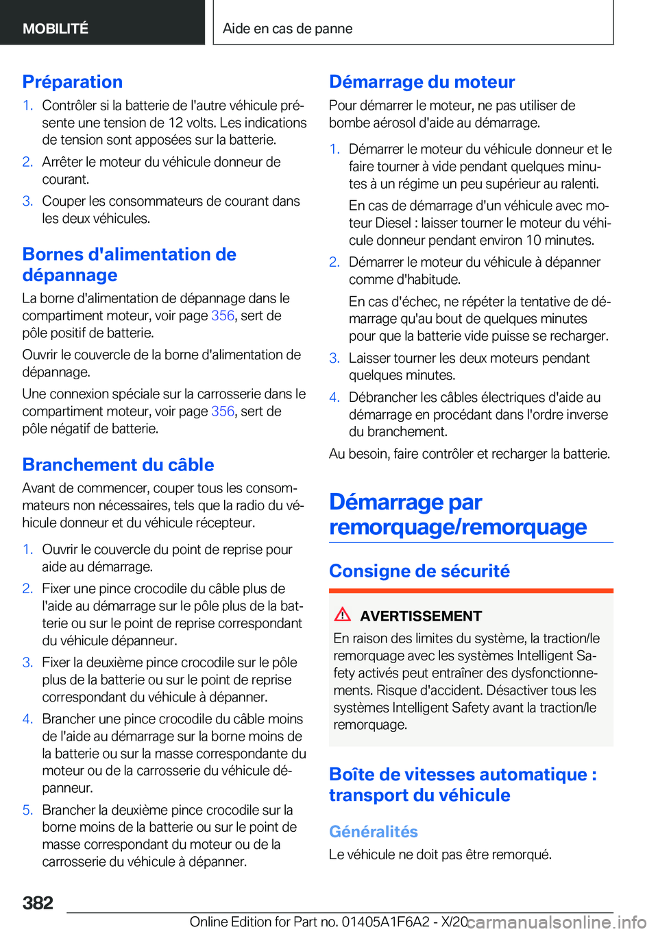 BMW X4 2021  Notices Demploi (in French) �P�r�é�p�a�r�a�t�i�o�n�1�.�C�o�n�t�r�
