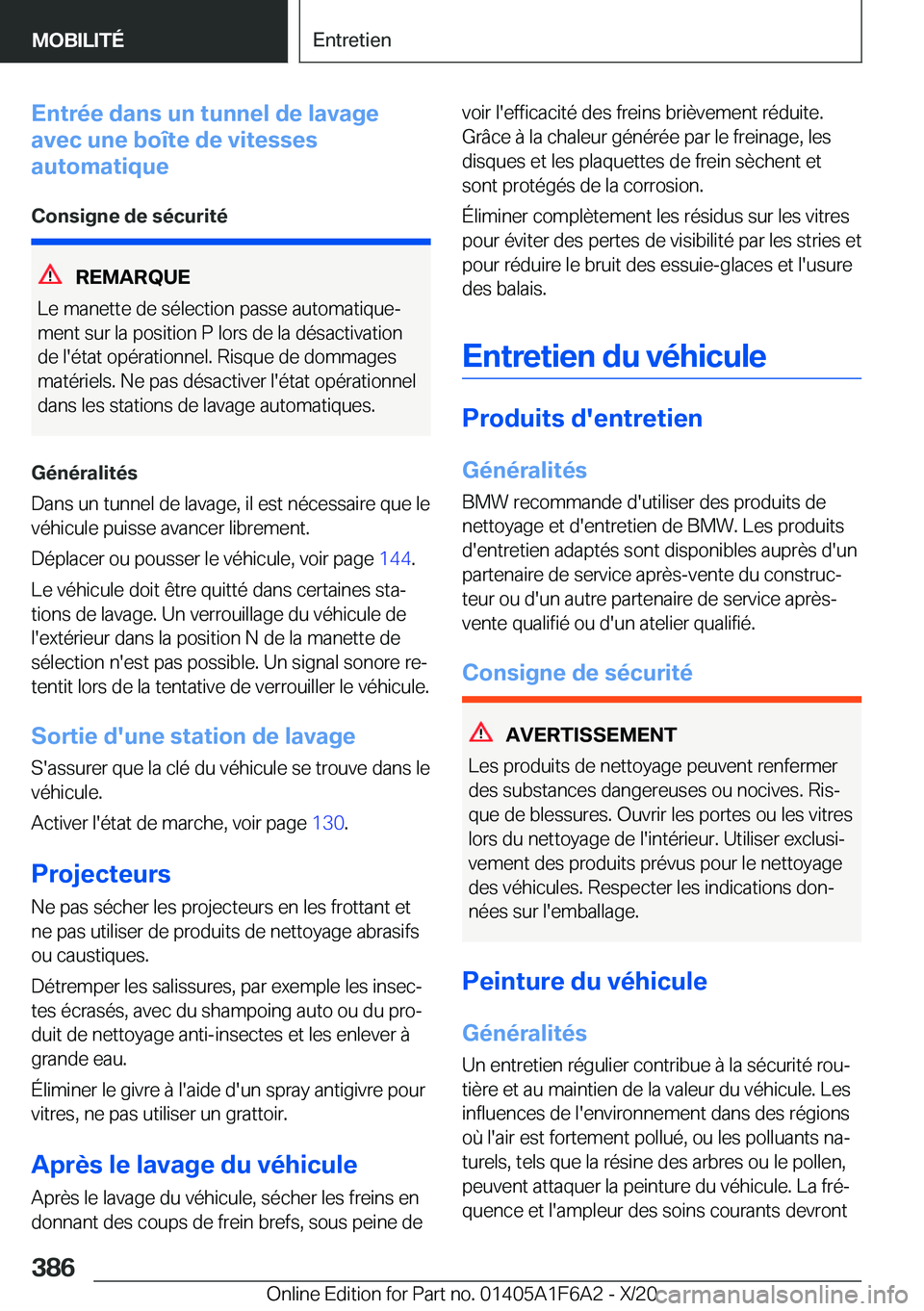 BMW X4 2021  Notices Demploi (in French) �E�n�t�r�é�e��d�a�n�s��u�n��t�u�n�n�e�l��d�e��l�a�v�a�g�e
�a�v�e�c��u�n�e��b�o�