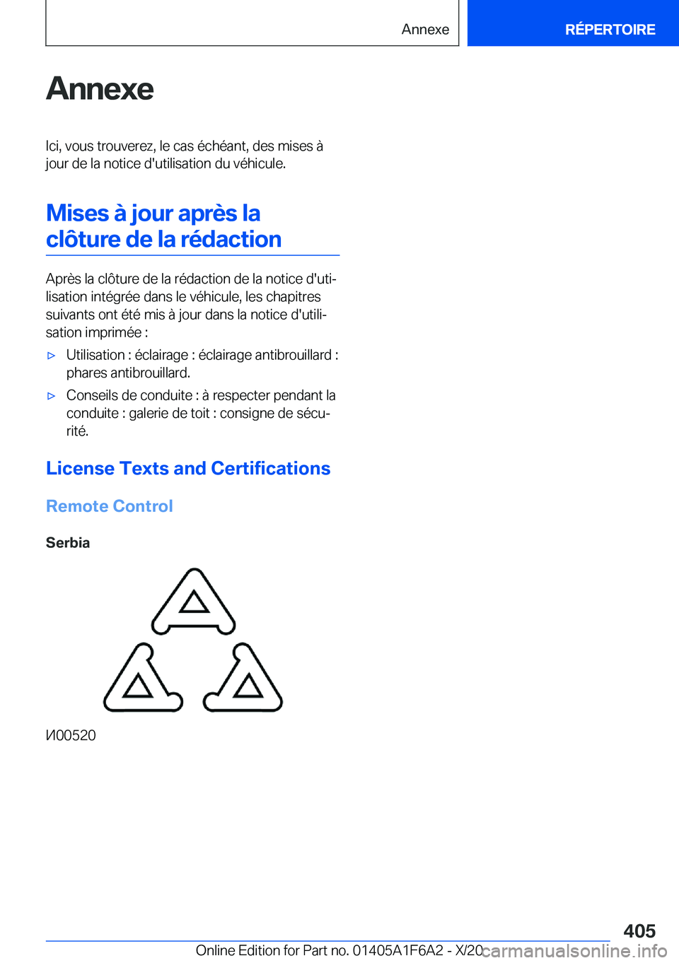 BMW X4 2021  Notices Demploi (in French) �A�n�n�e�x�e�I�c�i�,��v�o�u�s��t�r�o�u�v�e�r�e�z�,��l�e��c�a�s��é�c�h�é�a�n�t�,��d�e�s��m�i�s�e�s��