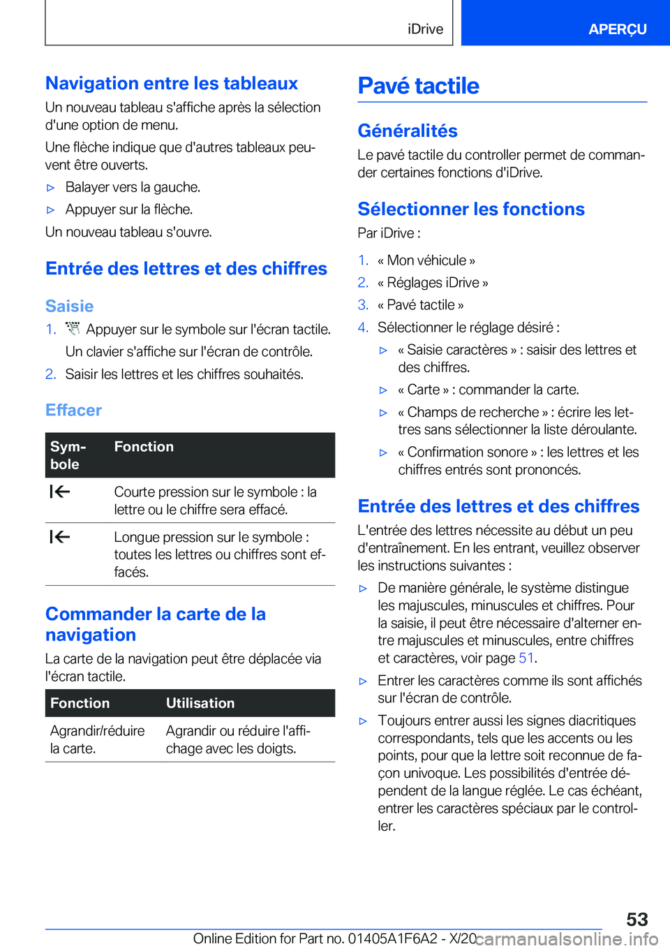 BMW X4 2021  Notices Demploi (in French) �N�a�v�i�g�a�t�i�o�n��e�n�t�r�e��l�e�s��t�a�b�l�e�a�u�x
�U�n��n�o�u�v�e�a�u��t�a�b�l�e�a�u��s�'�a�f�f�i�c�h�e��a�p�r�è�s��l�a��s�é�l�e�c�t�i�o�n
�d�'�u�n�e��o�p�t�i�o�n��d�e��m�e