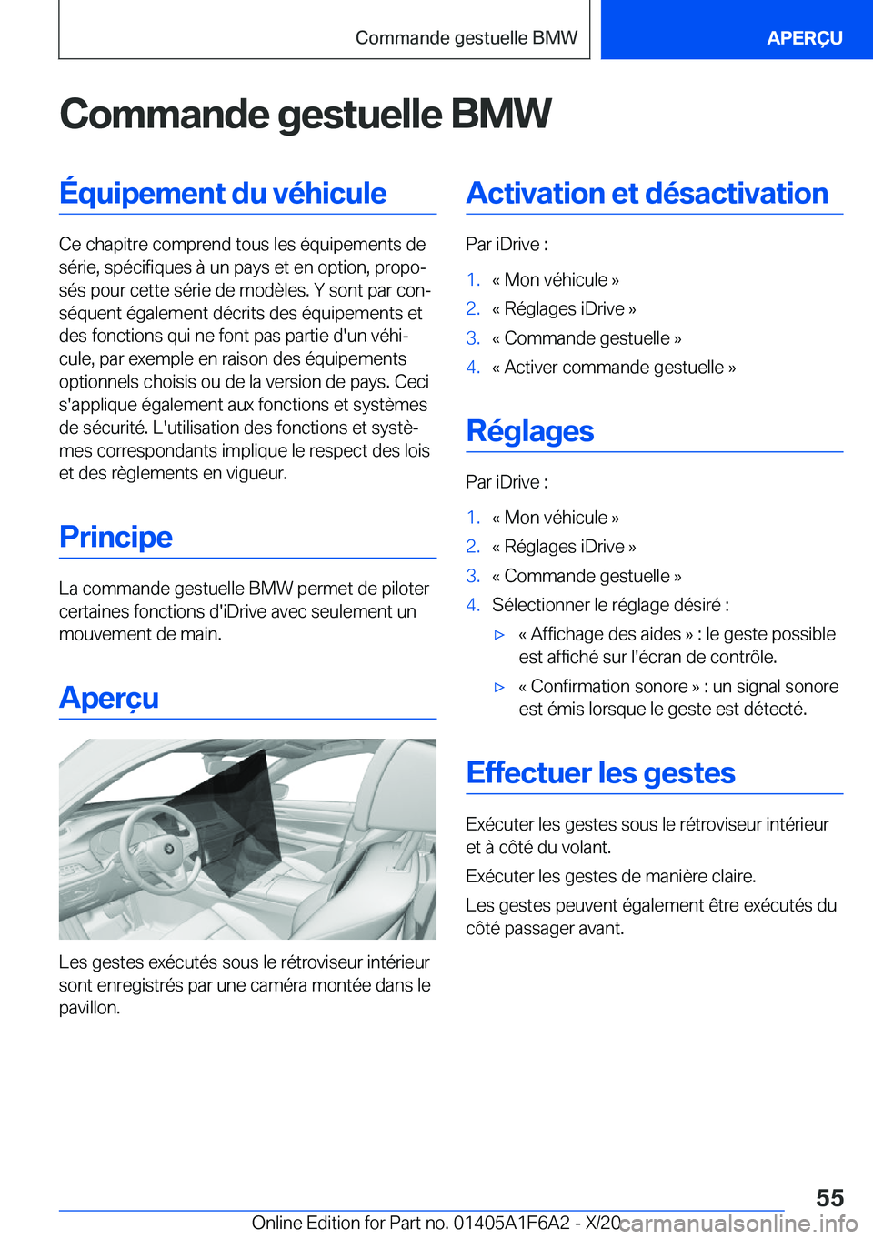 BMW X4 2021  Notices Demploi (in French) �C�o�m�m�a�n�d�e��g�e�s�t�u�e�l�l�e��B�M�W�