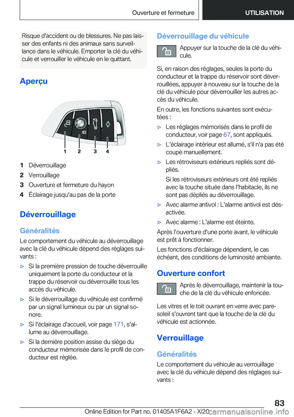 BMW X4 2021  Notices Demploi (in French) �R�i�s�q�u�e��d�'�a�c�c�i�d�e�n�t��o�u��d�e��b�l�e�s�s�u�r�e�s�.��N�e��p�a�s��l�a�i�sj�s�e�r��d�e�s��e�n�f�a�n�t�s��n�i��d�e�s��a�n�i�m�a�u�x��s�a�n�s��s�u�r�v�e�i�lj
�l�a�n�c�e��