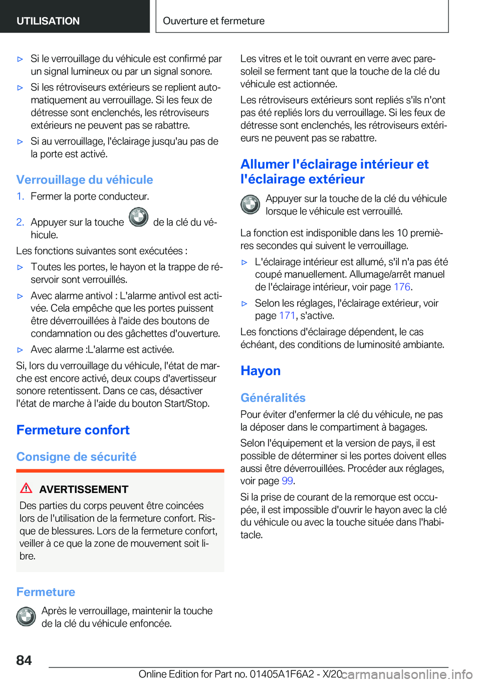 BMW X4 2021  Notices Demploi (in French) 'x�S�i��l�e��v�e�r�r�o�u�i�l�l�a�g�e��d�u��v�é�h�i�c�u�l�e��e�s�t��c�o�n�f�i�r�m�é��p�a�r�u�n��s�i�g�n�a�l��l�u�m�i�n�e�u�x��o�u��p�a�r��u�n��s�i�g�n�a�l��s�o�n�o�r�e�.'x�S�i�