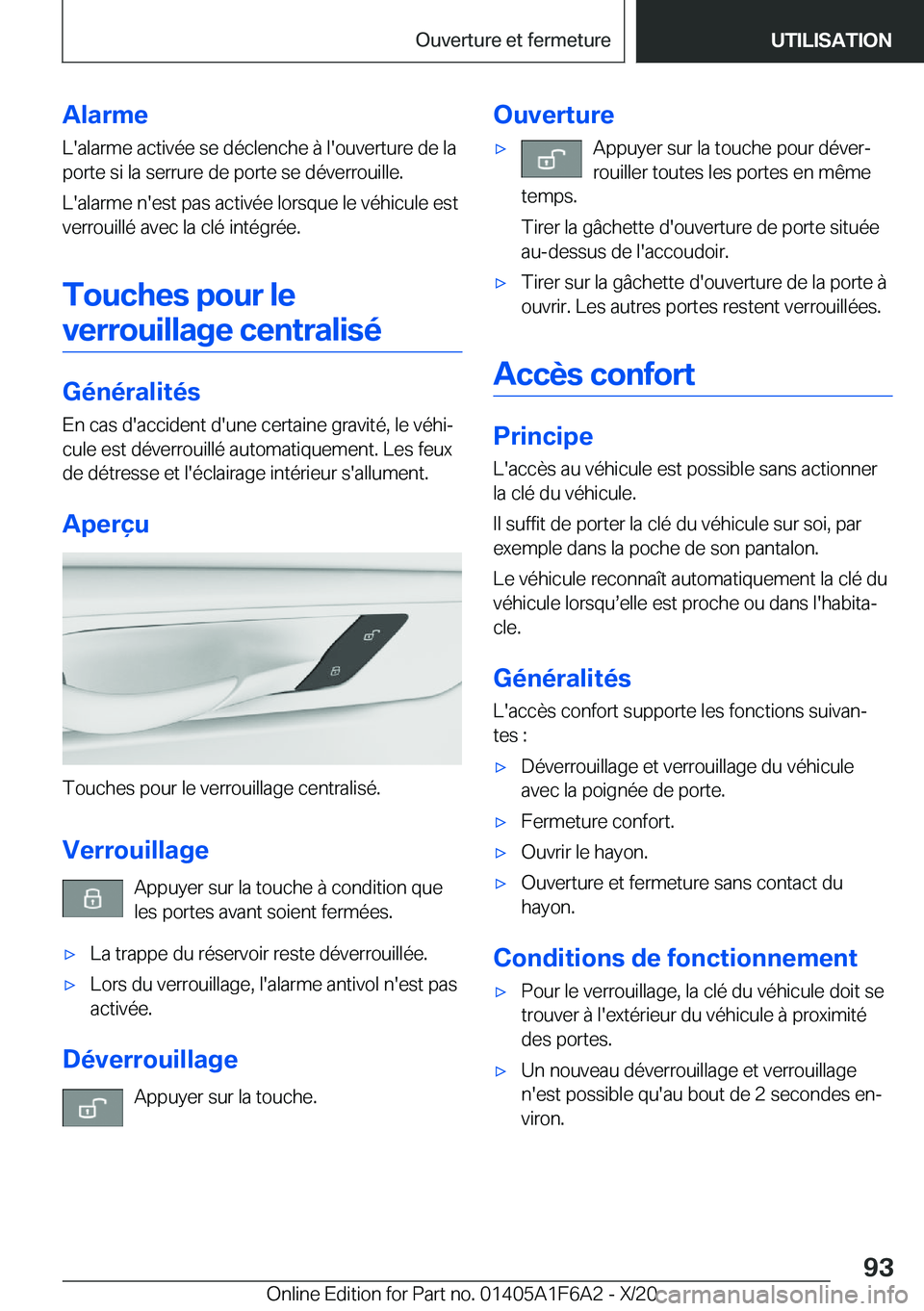 BMW X4 2021  Notices Demploi (in French) �A�l�a�r�m�e�L�'�a�l�a�r�m�e��a�c�t�i�v�é�e��s�e��d�é�c�l�e�n�c�h�e��
