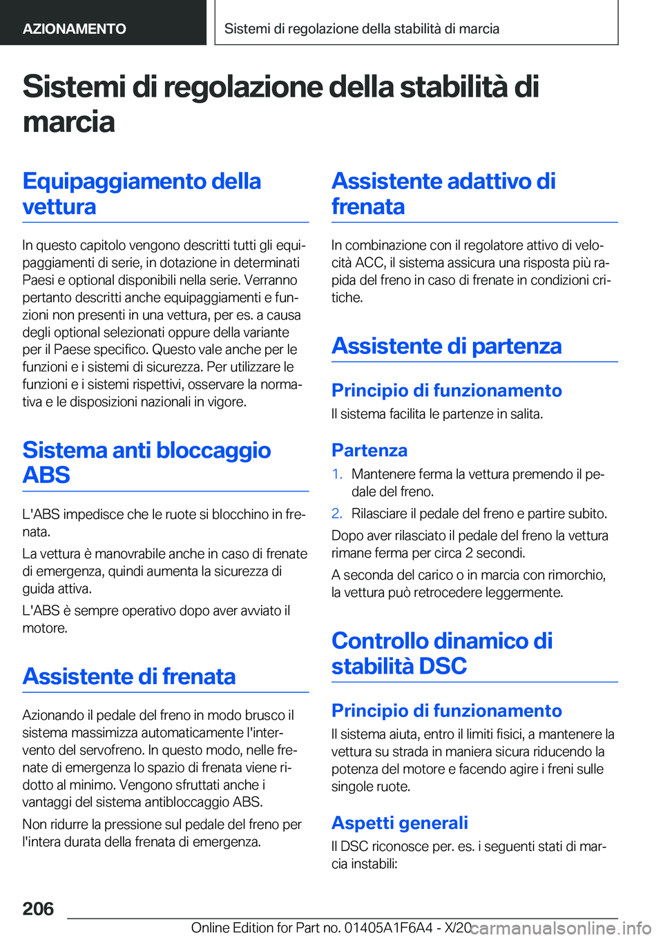BMW X4 2021  Libretti Di Uso E manutenzione (in Italian) �S�i�s�t�e�m�i��d�i��r�e�g�o�l�a�z�i�o�n�e��d�e�l�l�a��s�t�a�b�i�l�i�t�