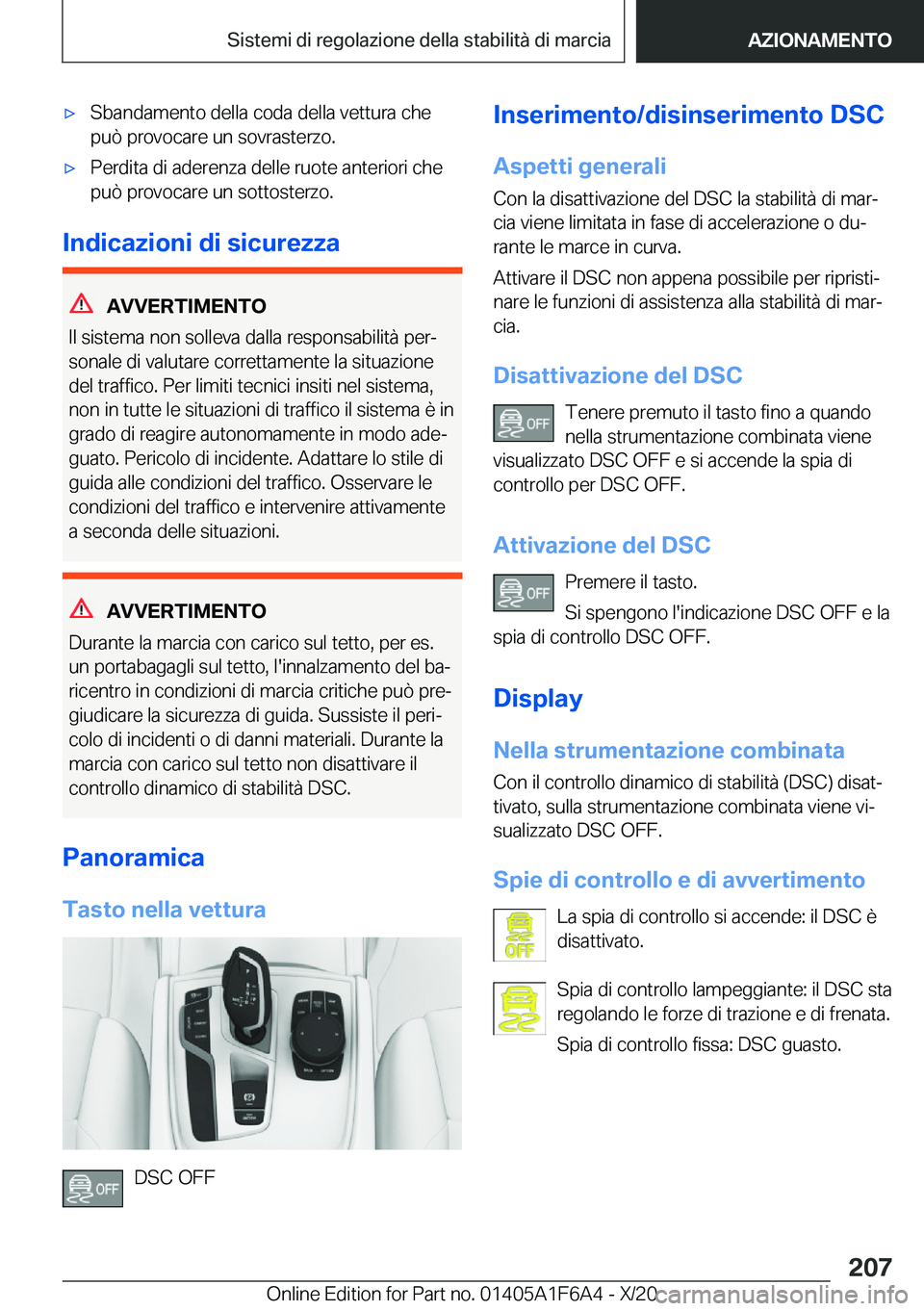 BMW X4 2021  Libretti Di Uso E manutenzione (in Italian) 'x�S�b�a�n�d�a�m�e�n�t�o��d�e�l�l�a��c�o�d�a��d�e�l�l�a��v�e�t�t�u�r�a��c�h�e
�p�u�