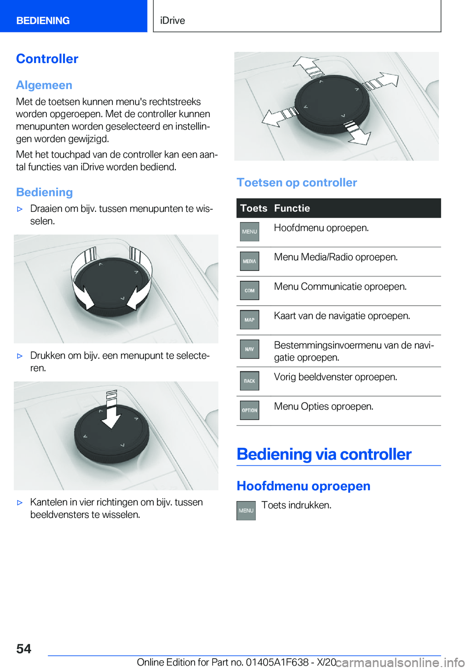 BMW X4 2021  Instructieboekjes (in Dutch) �C�o�n�t�r�o�l�l�e�r�A�l�g�e�m�e�e�n
�M�e�t��d�e��t�o�e�t�s�e�n��k�u�n�n�e�n��m�e�n�u�'�s��r�e�c�h�t�s�t�r�e�e�k�s
�w�o�r�d�e�n��o�p�g�e�r�o�e�p�e�n�.��M�e�t��d�e��c�o�n�t�r�o�l�l�e�r��k