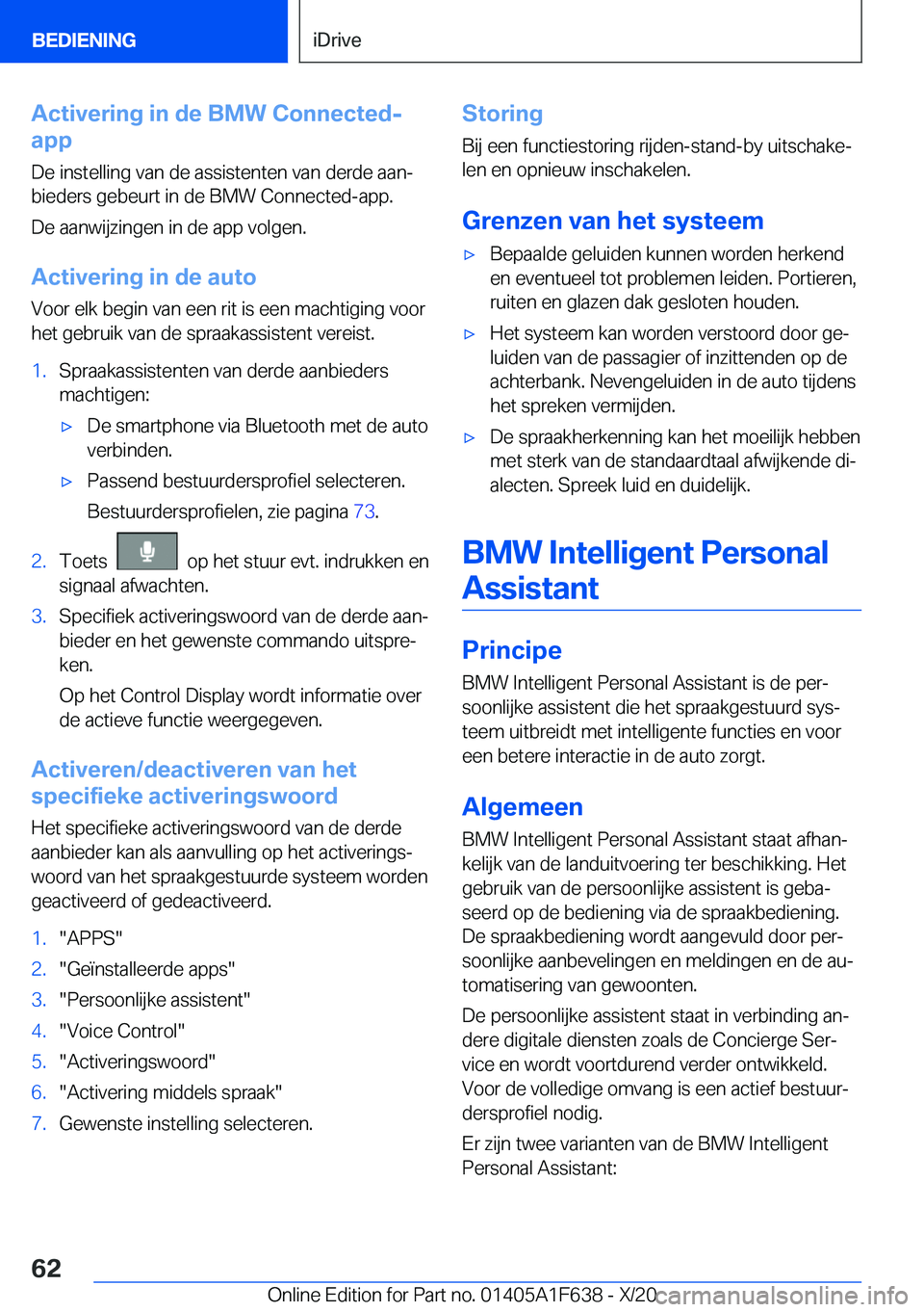BMW X4 2021  Instructieboekjes (in Dutch) �A�c�t�i�v�e�r�i�n�g��i�n��d�e��B�M�W��C�o�n�n�e�c�t�e�d�-
�a�p�p
�D�e��i�n�s�t�e�l�l�i�n�g��v�a�n��d�e��a�s�s�i�s�t�e�n�t�e�n��v�a�n��d�e�r�d�e��a�a�nj �b�i�e�d�e�r�s��g�e�b�e�u�r�t��i�
