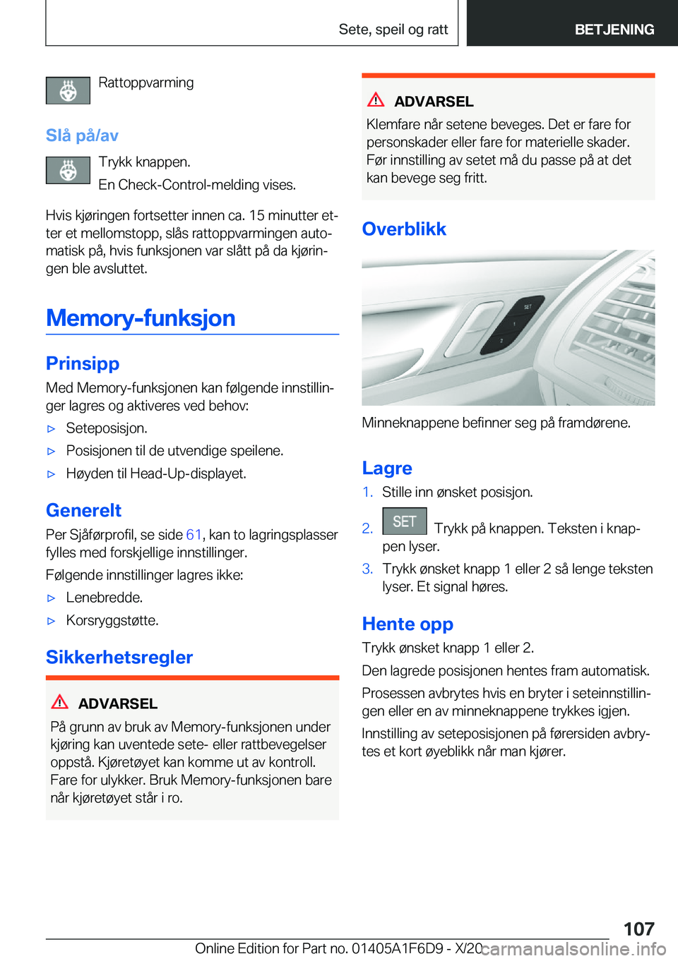 BMW X4 2021  InstruksjonsbØker (in Norwegian) �R�a�t�t�o�p�p�v�a�r�m�i�n�g
�S�l�å��p�å�/�a�v �T�r�y�k�k��k�n�a�p�p�e�n�.
�E�n��C�h�e�c�k�-�C�o�n�t�r�o�l�-�m�e�l�d�i�n�g��v�i�s�e�s�.
�H�v�i�s��k�j�