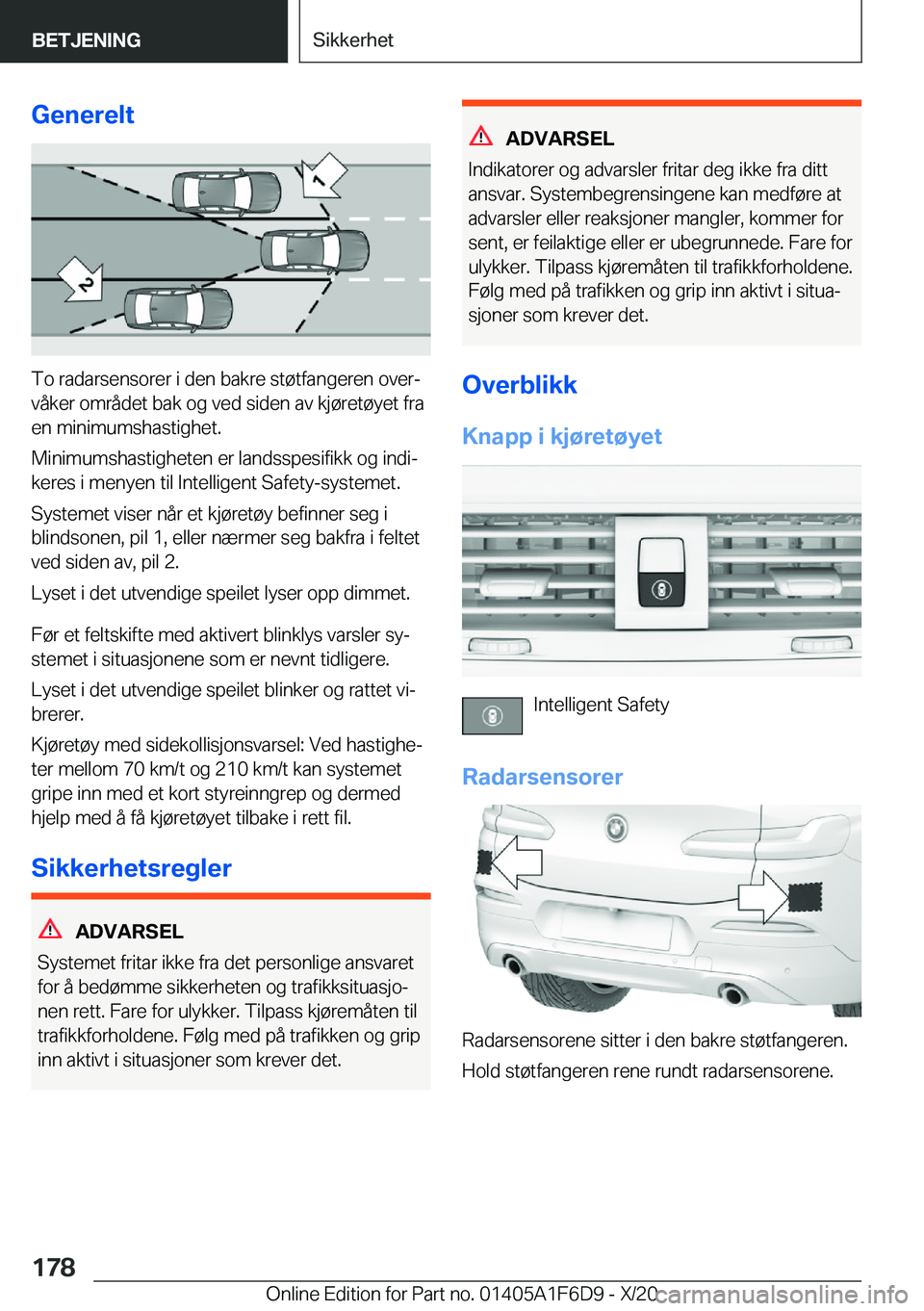 BMW X4 2021  InstruksjonsbØker (in Norwegian) �G�e�n�e�r�e�l�t
�T�o��r�a�d�a�r�s�e�n�s�o�r�e�r��i��d�e�n��b�a�k�r�e��s�t�