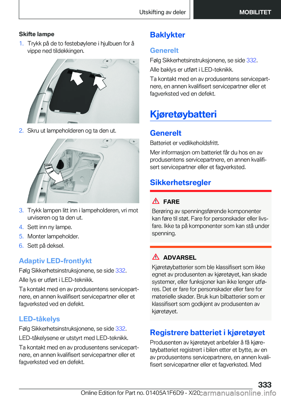 BMW X4 2021  InstruksjonsbØker (in Norwegian) �S�k�i�f�t�e��l�a�m�p�e�1�.�T�r�y�k�k��p�å��d�e��t�o��f�e�s�t�e�b�