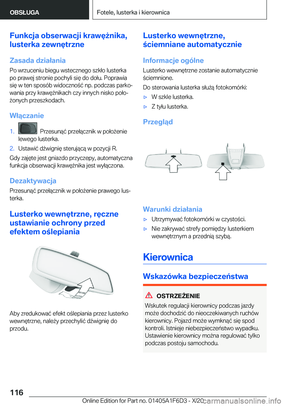 BMW X4 2021  Instrukcja obsługi (in Polish) �F�u�n�k�c�j�a��o�b�s�e�r�w�a�c�j�i��k�r�a�w�