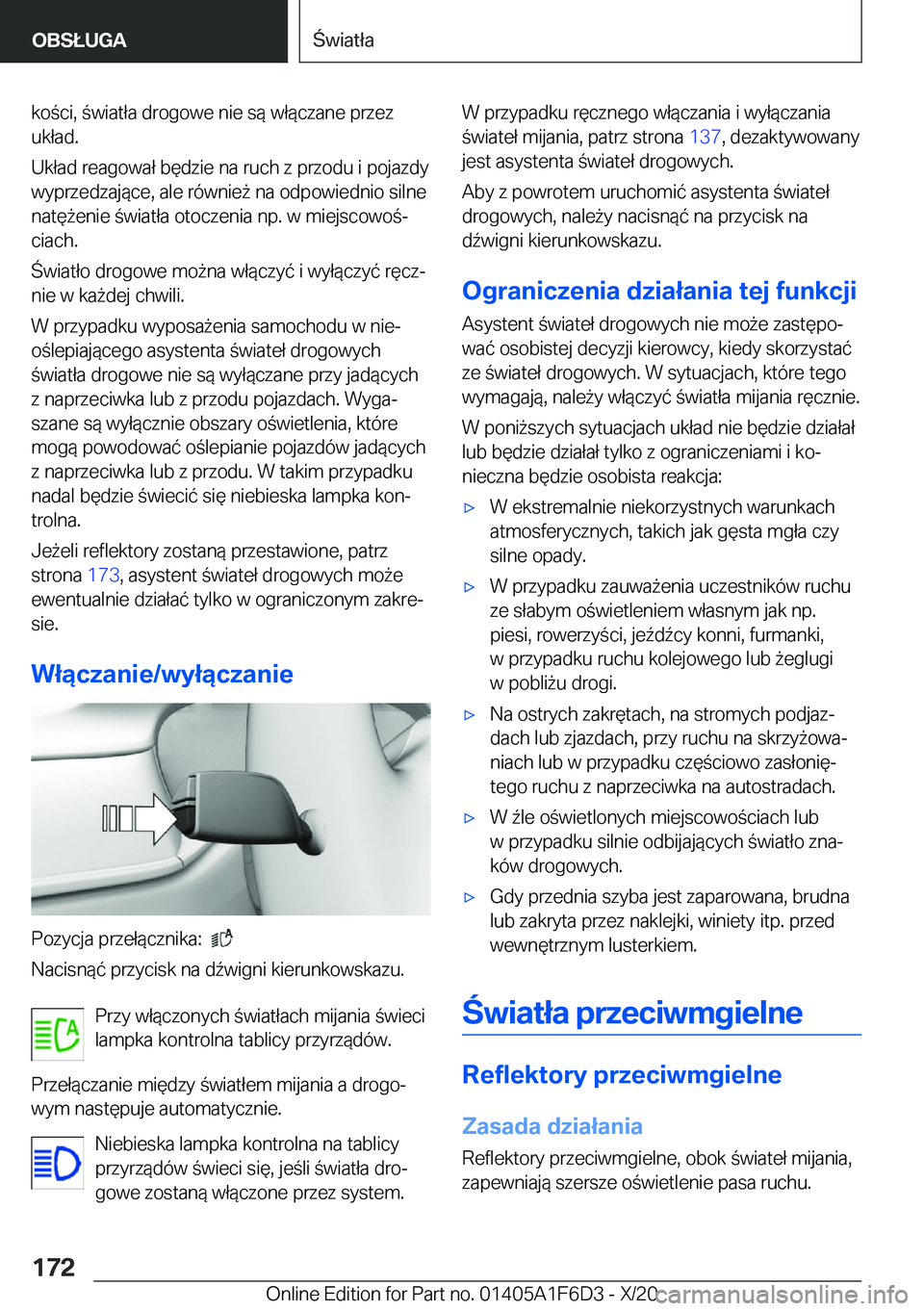 BMW X4 2021  Instrukcja obsługi (in Polish) �k�o�c�i�,��w�i�a�t�ł�a��d�r�o�g�o�w�e��n�i�e��s�