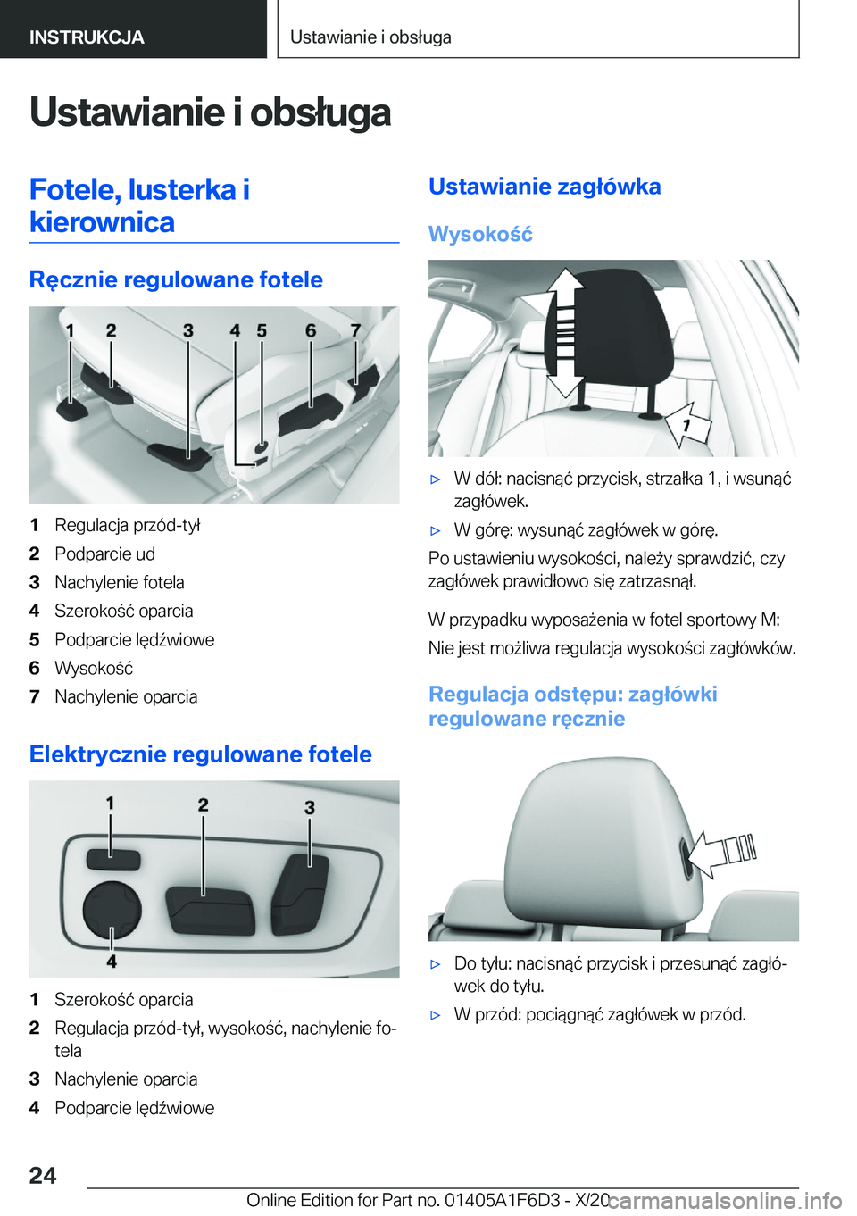 BMW X4 2021  Instrukcja obsługi (in Polish) �U�s�t�a�w�i�a�n�i�e��i��o�b�s�ł�u�g�a�F�o�t�e�l�e�,��l�u�s�t�e�r�k�a��i�k�i�e�r�o�w�n�i�c�a
�R�