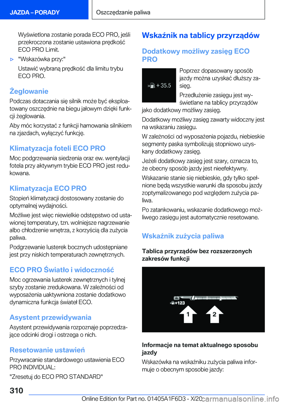 BMW X4 2021  Instrukcja obsługi (in Polish) �W�y�w�i�e�t�l�o�n�a��z�o�s�t�a�n�i�e��p�o�r�a�d�a��E�C�O��P�R�O�,��j�e�l�i
�p�r�z�e�k�r�o�c�z�o�n�a��z�o�s�t�a�n�i�e��u�s�t�a�w�i�o�n�a��p�r�