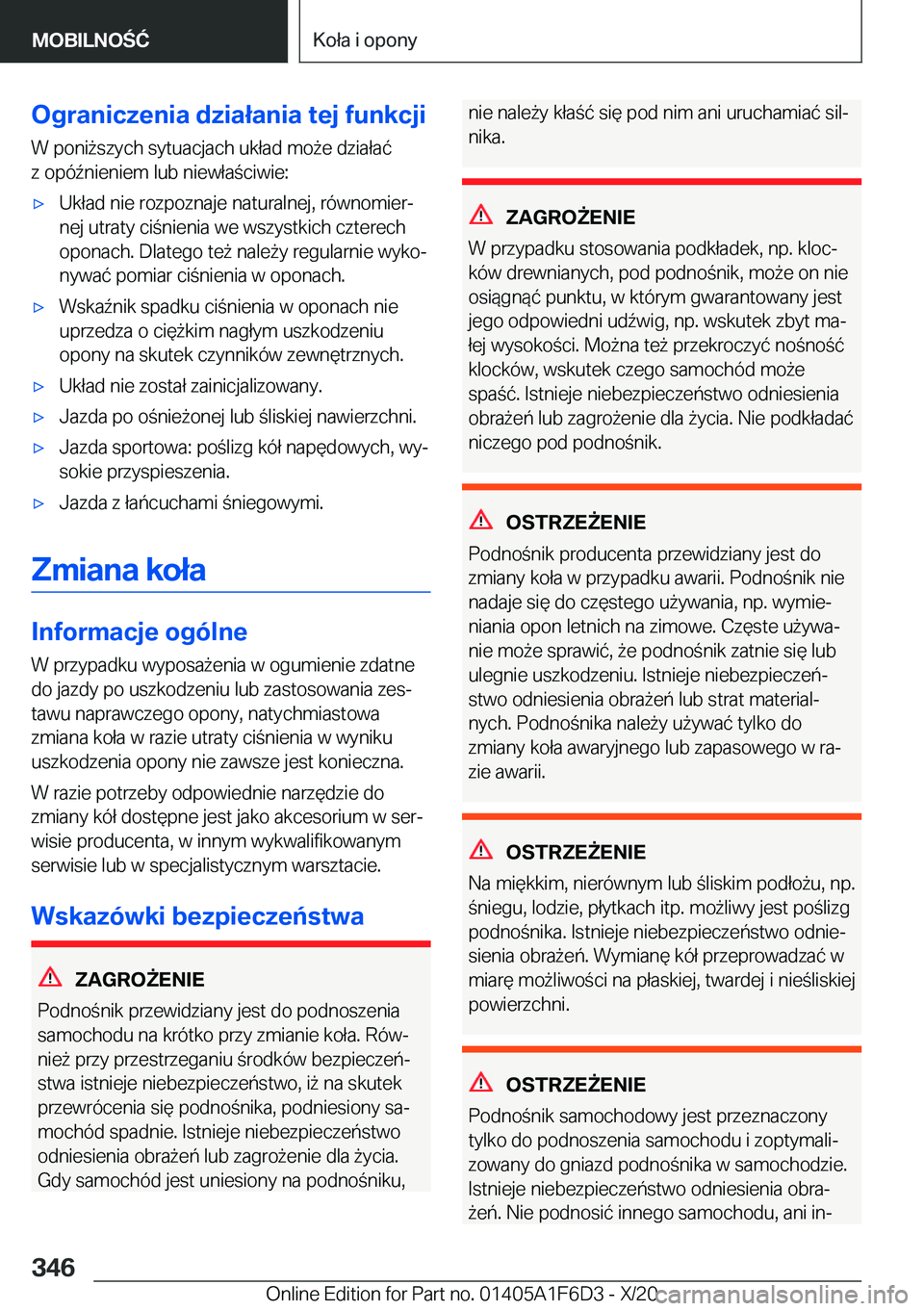BMW X4 2021  Instrukcja obsługi (in Polish) �O�g�r�a�n�i�c�z�e�n�i�a��d�z�i�a�ł�a�n�i�a��t�e�j��f�u�n�k�c�j�i
�W��p�o�n�i9�s�z�y�c�h��s�y�t�u�a�c�j�a�c�h��u�k�ł�a�d��m�o9�e��d�z�i�a�ł�a�
