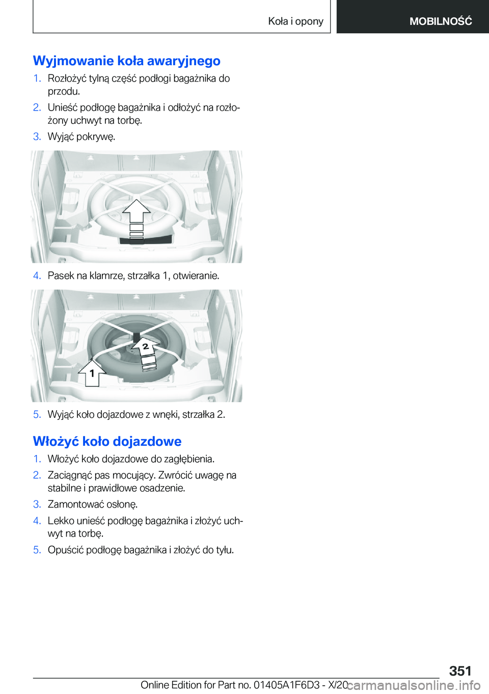 BMW X4 2021  Instrukcja obsługi (in Polish) �W�y�j�m�o�w�a�n�i�e��k�o�ł�a��a�w�a�r�y�j�n�e�g�o�1�.�R�o�z�ł�o9�y�