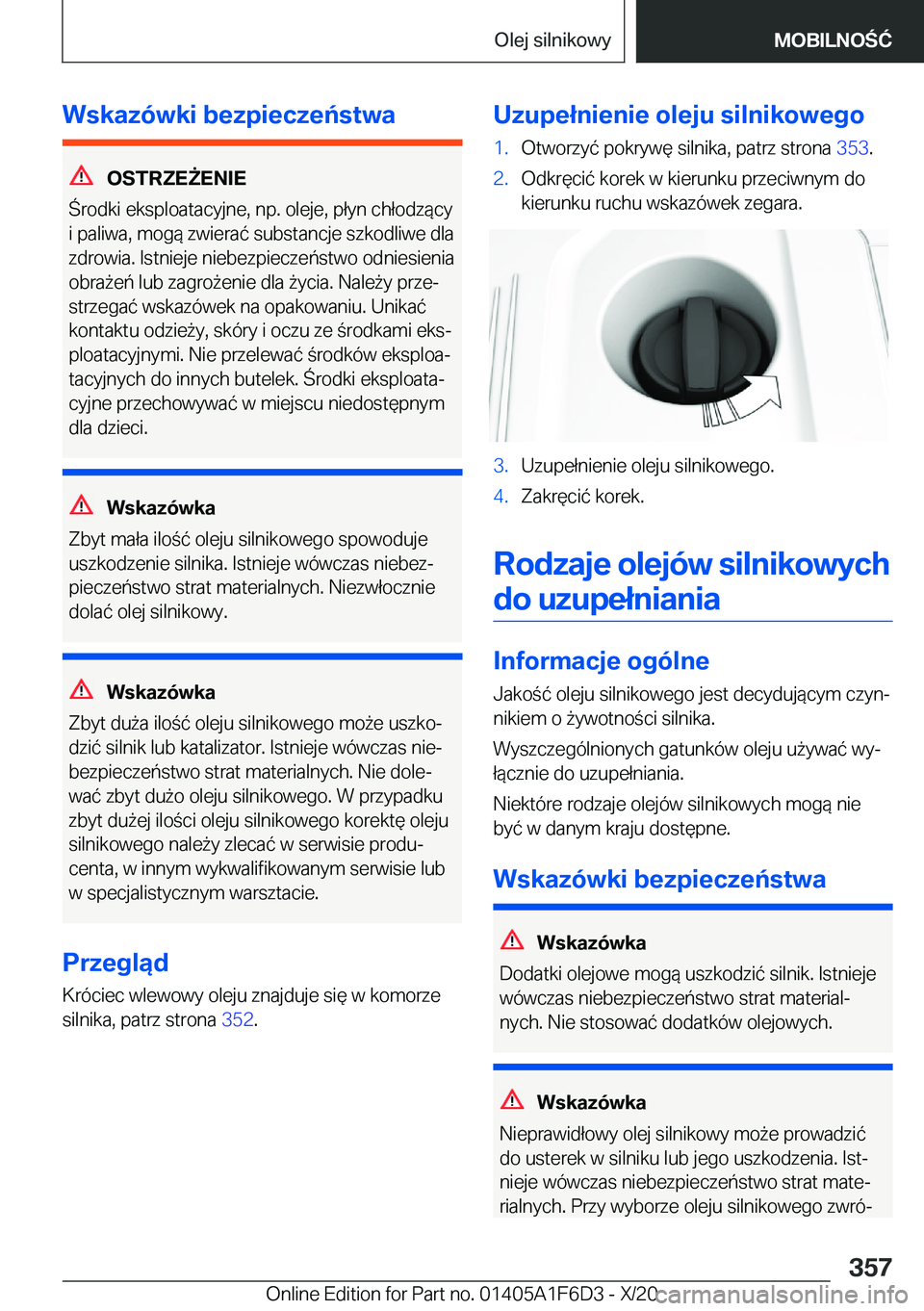 BMW X4 2021  Instrukcja obsługi (in Polish) �W�s�k�a�z�