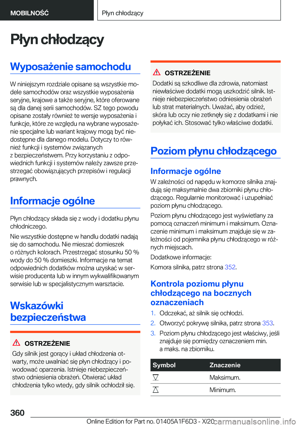 BMW X4 2021  Instrukcja obsługi (in Polish) �P�ł�y�n��c�h�ł�o�d�z�ą�c�y�W�y�p�o�s�a9�e�n�i�e��s�a�m�o�c�h�o�d�u
�W��n�i�n�i�e�j�s�z�y�m��r�o�z�d�z�i�a�l�e��o�p�i�s�a�n�e��s�