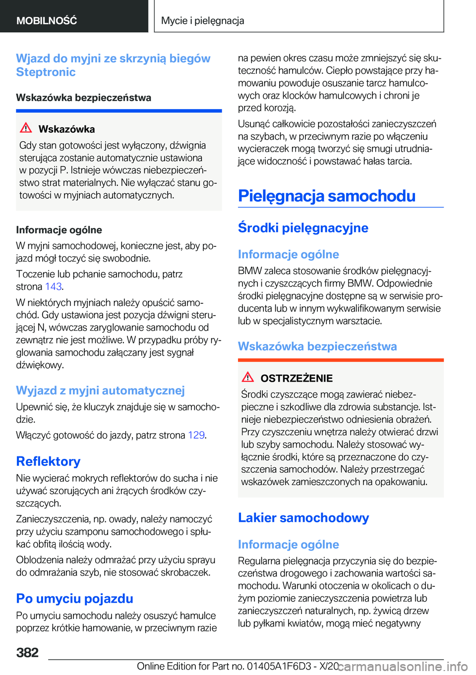 BMW X4 2021  Instrukcja obsługi (in Polish) �W�j�a�z�d��d�o��m�y�j�n�i��z�e��s�k�r�z�y�n�i�ą��b�i�e�g�