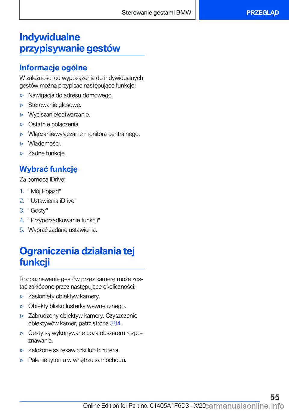 BMW X4 2021  Instrukcja obsługi (in Polish) �I�n�d�y�w�i�d�u�a�l�n�e�p�r�z�y�p�i�s�y�w�a�n�i�e��g�e�s�t�
