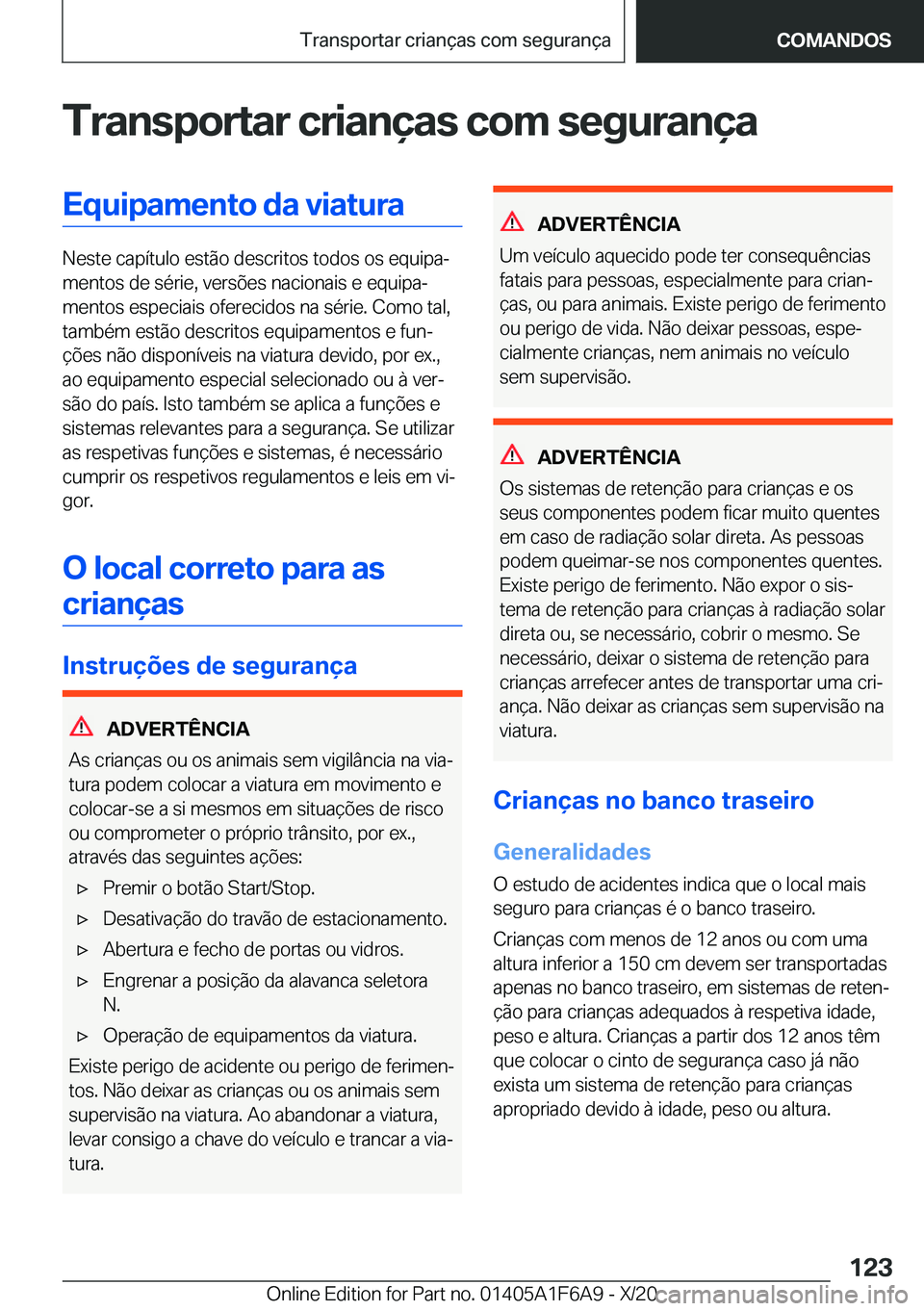 BMW X4 2021  Manual do condutor (in Portuguese) �T�r�a�n�s�p�o�r�t�a�r��c�r�i�a�n�