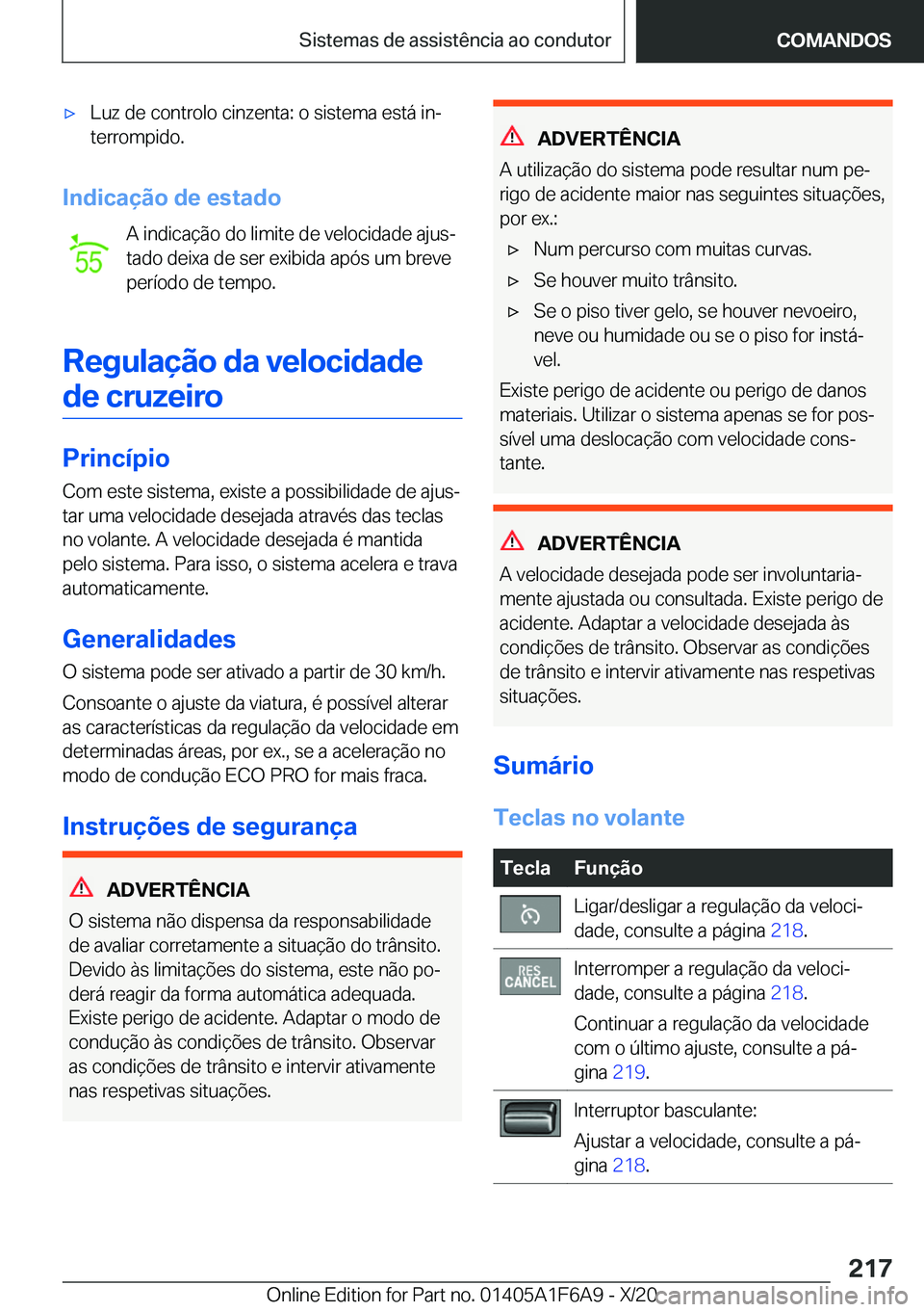 BMW X4 2021  Manual do condutor (in Portuguese) x�L�u�z��d�e��c�o�n�t�r�o�l�o��c�i�n�z�e�n�t�a�:��o��s�i�s�t�e�m�a��e�s�t�á��i�nª
�t�e�r�r�o�m�p�i�d�o�.
�I�n�d�i�c�a�