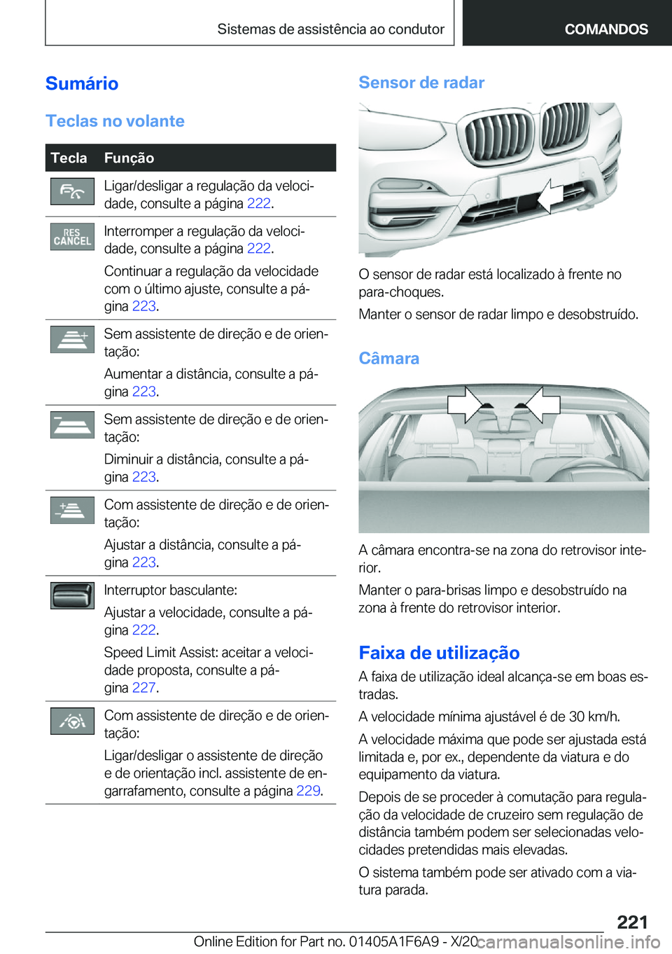 BMW X4 2021  Manual do condutor (in Portuguese) �S�u�m�á�r�i�o�T�e�c�l�a�s��n�o��v�o�l�a�n�t�e�T�e�c�l�a�F�u�n�