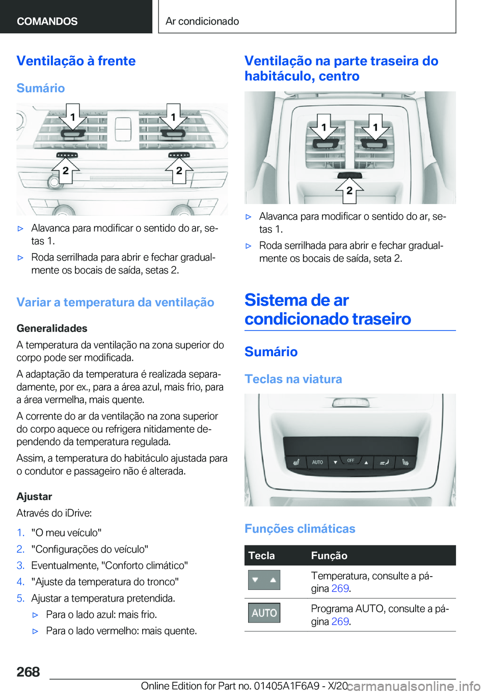 BMW X4 2021  Manual do condutor (in Portuguese) �V�e�n�t�i�l�a�