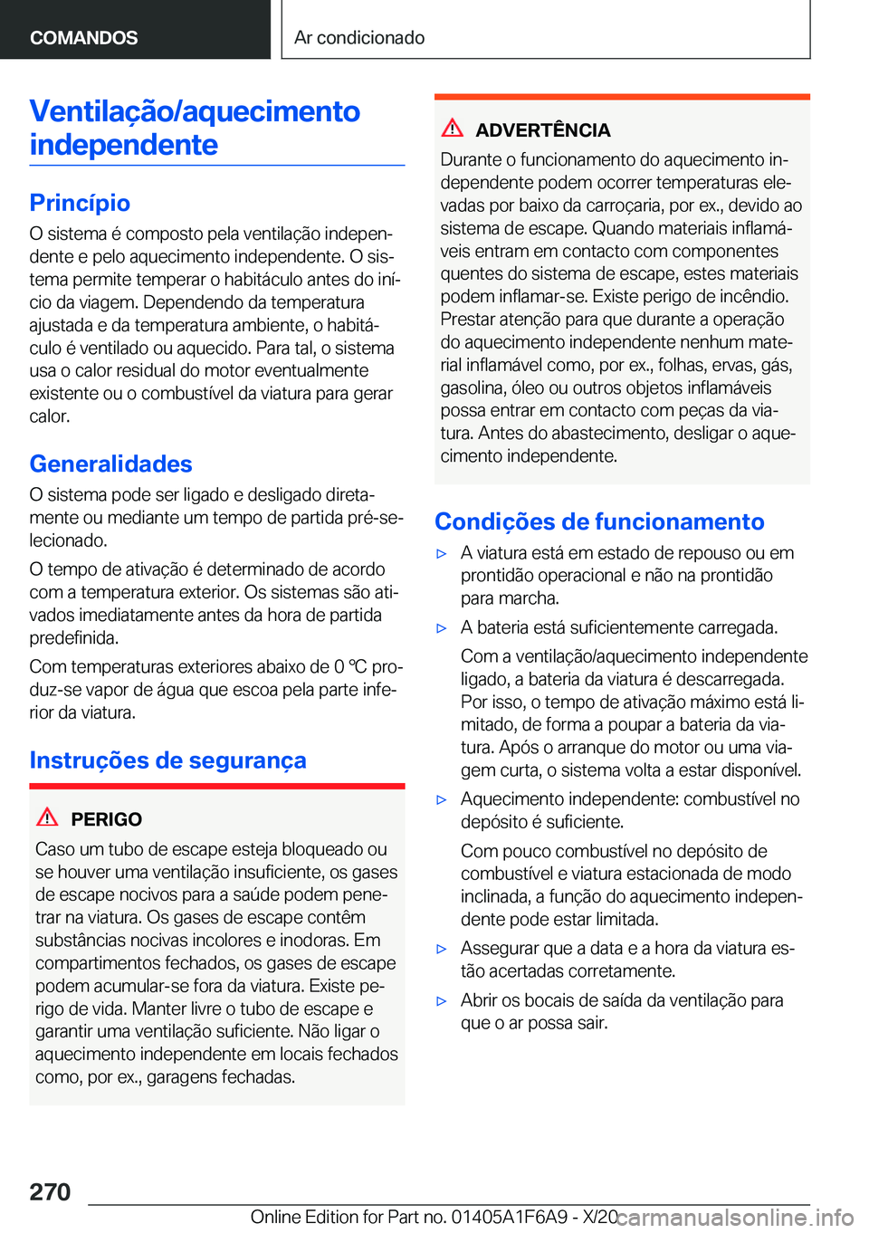 BMW X4 2021  Manual do condutor (in Portuguese) �V�e�n�t�i�l�a�