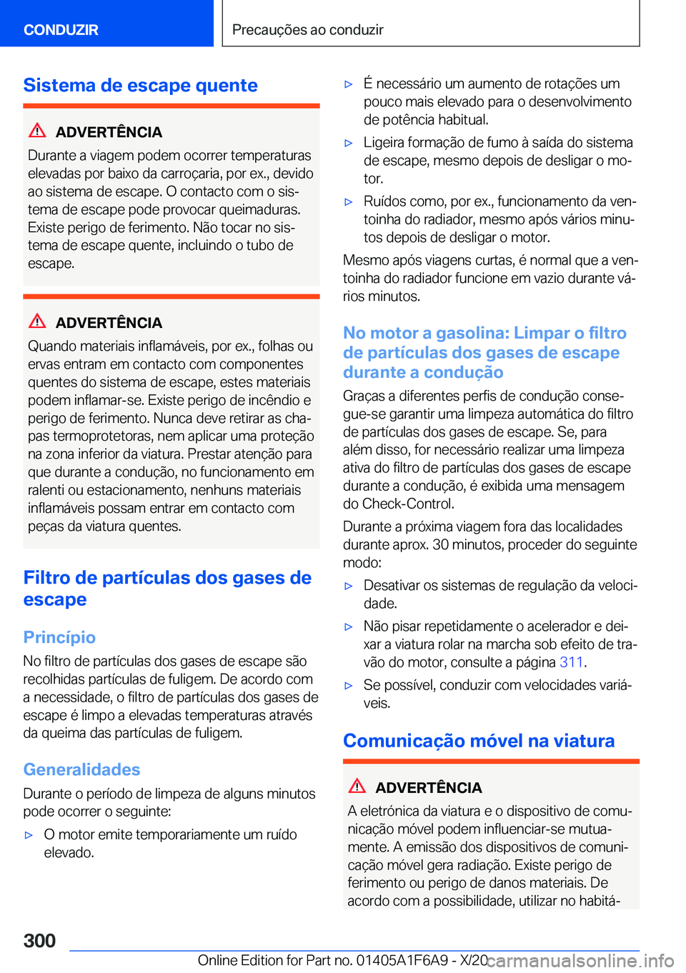 BMW X4 2021  Manual do condutor (in Portuguese) �S�i�s�t�e�m�a��d�e��e�s�c�a�p�e��q�u�e�n�t�e
�A�D�V�E�R�T�