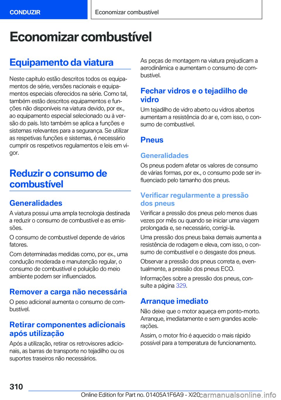 BMW X4 2021  Manual do condutor (in Portuguese) �E�c�o�n�o�m�i�z�a�r��c�o�m�b�u�s�t�
