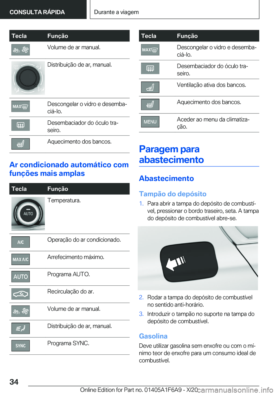 BMW X4 2021  Manual do condutor (in Portuguese) �T�e�c�l�a�F�u�n�