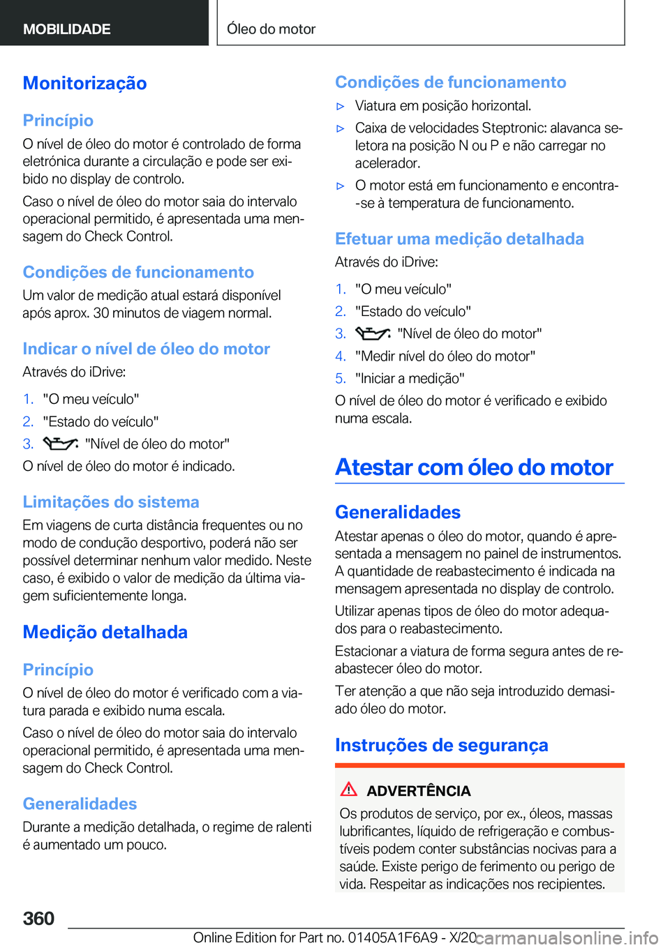 BMW X4 2021  Manual do condutor (in Portuguese) �M�o�n�i�t�o�r�i�z�a�